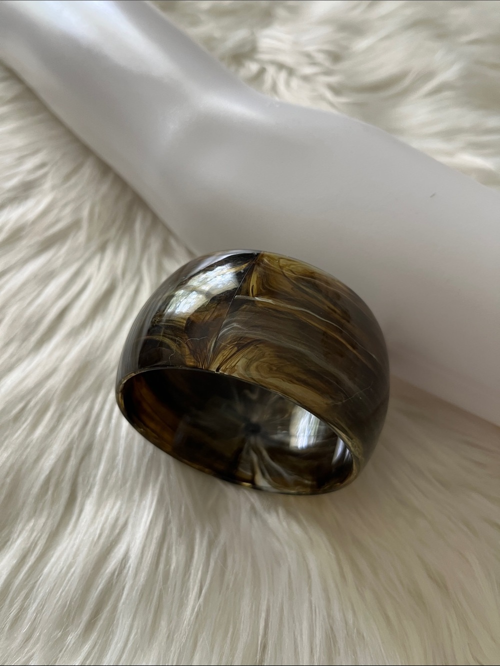 Brown/Green Swirl Resin Bangle Bracelet